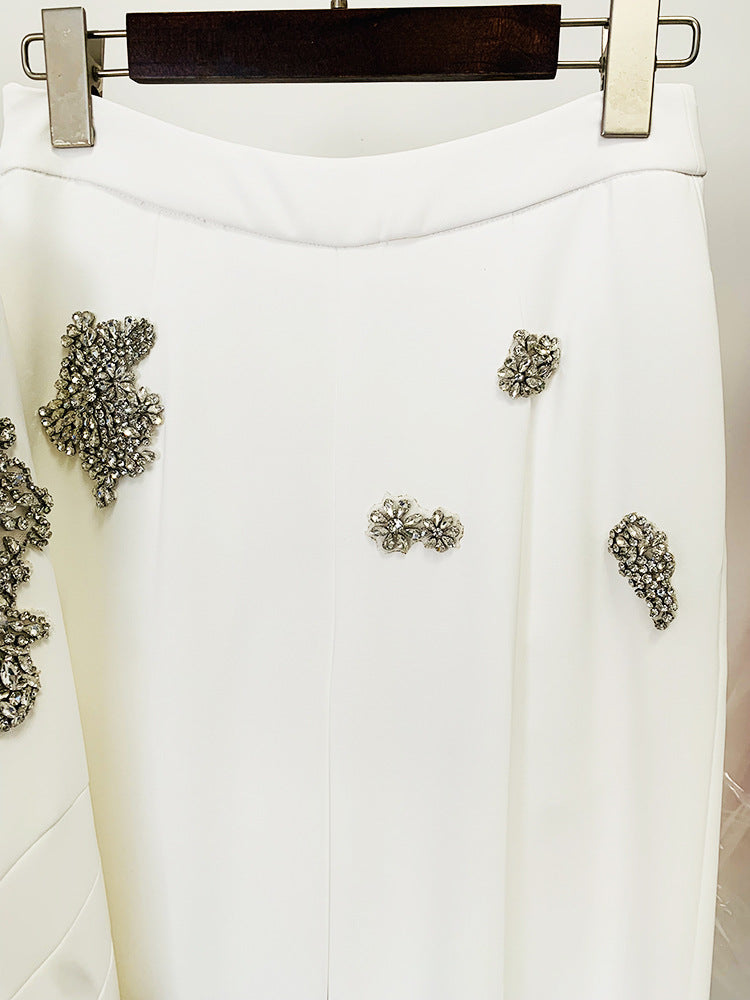 CRYSTAL BLAZER AND WIDE LEG PANTS SET