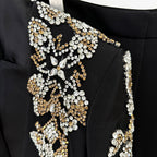 EMBELLISHED BLAZER AND SLIT PANTS SET