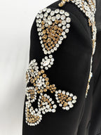 EMBELLISHED BLAZER AND SLIT PANTS SET