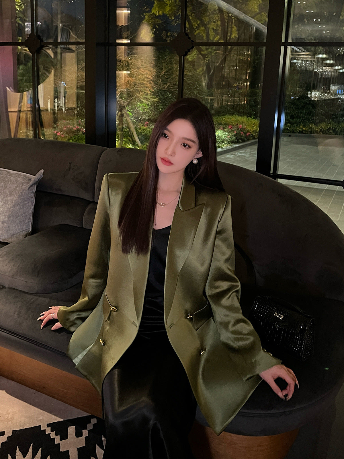 SILK BLAZER OVERSIZED
