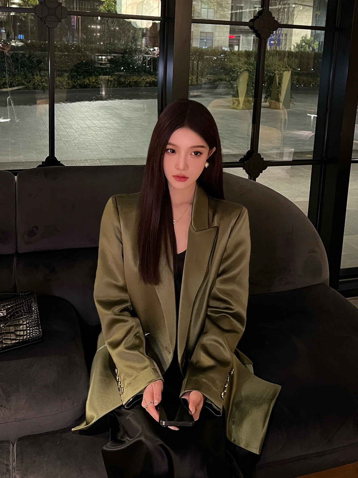 SILK BLAZER OVERSIZED