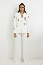 CRYSTAL BLAZER AND WIDE LEG PANTS SET