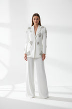 CRYSTAL BLAZER AND WIDE LEG PANTS SET
