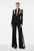 EMBELLISHED BLAZER AND SLIT PANTS SET