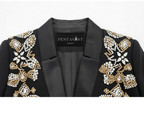 EMBELLISHED BLAZER AND SLIT PANTS SET