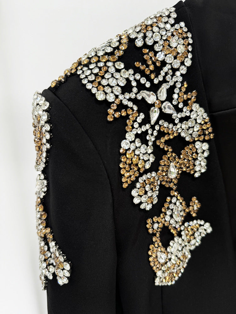 EMBELLISHED BLAZER AND SLIT PANTS SET