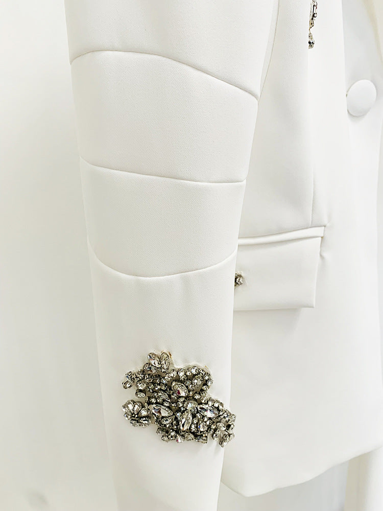 CRYSTAL BLAZER AND WIDE LEG PANTS SET
